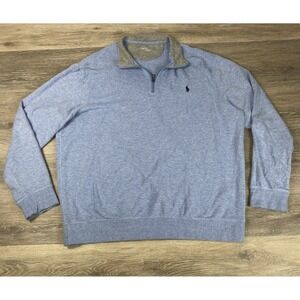 Polo Ralph Lauren Performance Sweatshirt Men XL Blue 1/4‎ Zip Mock Nylon Blend